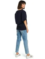 B079 Halenka nadměrné velikosti se zavinovacími detaily - černá