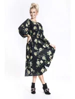 Černo/béžové dámské květaované kimonové šaty s kulatým výstřihem Ann Gissy (XY202116) Černo/béžové dámské květaované kimonové šaty s kulatým výstřihem Ann Gissy (XY202116)