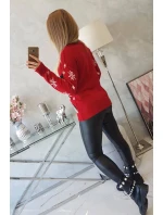 Vánoční svetr se sobem červený