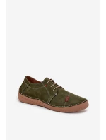 Kožené dámské polobotky s prošitím Artiker 57C2112 Zelené Kožené dámské polobotky s prošitím Artiker 57C2112 Zelené