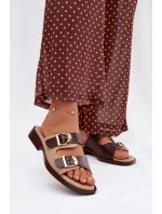 Dámské nazouváky se zlatými sponami béžovo-hnědé Danelle