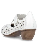 Dámské kožené polobotky na podpatku bílé Rieker 43773-80