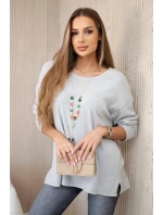 Halenka s náhrdelníkem šedý Halenka s náhrdelníkem šedý