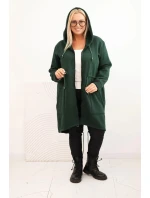 Dámská mikina zateplená Plus Size s kapucí a véčkovým výstřihem hnědá