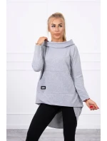 Mikina s kapucí s dlouhými zády šedá Mikina s kapucí s dlouhými zády šedá