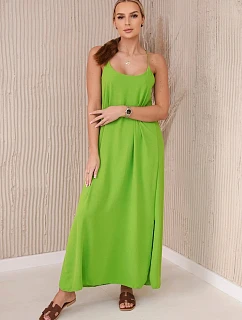 Dlouhé šaty bez ramínek světle zelená