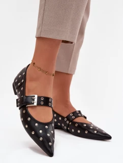 Baletky s korálky a sponou Eko kůže Černé Arlenne