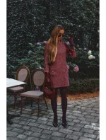 M870 Tweed mini šaty - bordó