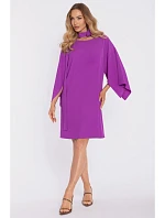 M908 Šaty s ozdobnými širokými rukávy - levandulové