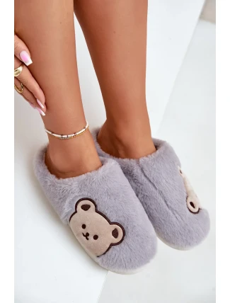 Dámské Chlupaté Pantofle S Medvídkem Šedé Fiorinella Dámské Chlupaté Pantofle S Medvídkem Šedé Fiorinella