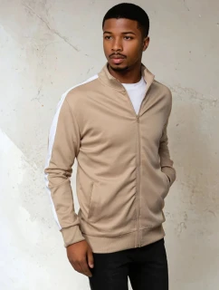 Pánská mikina na zip béžová FashionStreet BX5564