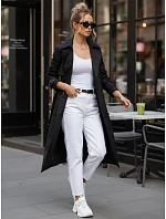 Dámský dvouřadý trenčkot s kapucí černý FashionStreet TY5654