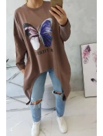 Halenka s oversize potiskem mocca