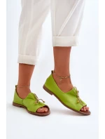 Zazoo 2660 Dámské kožené baleríny limetkové