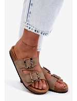 Dámské pantofle Khaki s přezkami Lee Cooper LCW-26-35-4451L