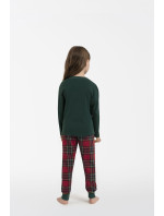 Dětské pyžamo Tess, dlouhý rukáv, dlouhé nohavice - zelená/potisk