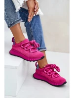 Semišové Dámské Tenisky S Tlustým Šněrováním Artiker Fuchsie