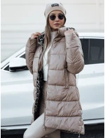 Dámská oboustranná bunda PURRBREEZ dlouhá prošívaná bunda s kapucí camel FashionStreet TY4660