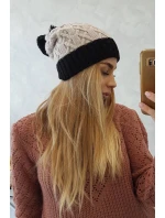 Bibiana fleecová čepice K264 černá+béžová