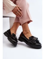Dámské lakované mokasíny s mašlí Laura Messi 2786 černé