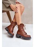 Zateplené boty workery na zip hnědé Leairae