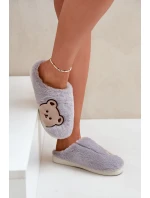 Dámské chlupaté pantofle s medvědem šedé Fiorinella