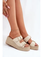 Dámské Klapky Na Klínu S Pletením A Přezkami Béžové Pasinea