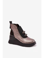 Dámské kotníkové boty na platformě D&A MR52-106 metalické Dámské kotníkové boty na platformě D&A MR52-106 metalické