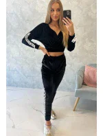 Velurová souprava s nápisem Queen black