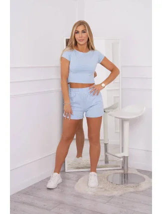 Bavlněná souprava se šortkami modrá Bavlněná souprava se šortkami modrá