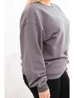 Dámská mikina s okrouhlým výstřihem Plus Size bavlněná basic grafitová
