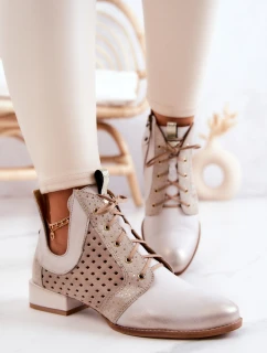 Kožené kozačky Maciejka 05541-25 Světle béžová