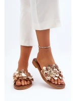 Zazoo 40381 Dámské Kožené Žabky Na Ploché Podrážce Zlaté