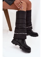 Dámské zateplené kozačky s korálky Černé Irvette Dámské zateplené kozačky s korálky Černé Irvette