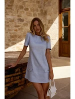 M855 Mini šaty áčkového střihu - světle modré