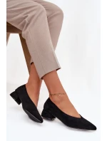 Dámské lodičky na podpatku z eko semiše Karielle – černé Dámské lodičky na podpatku z eko semiše Karielle – černé