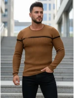 Pánský svetr přes hlavu ve velbloudí barvě FashionStreet WX1625