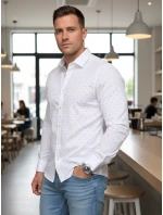 Pánská bílá vzorovaná košile slim fit FashionStreet DX2699