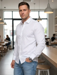 Pánská bílá vzorovaná košile slim fit FashionStreet DX2699