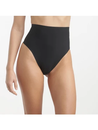 Dámská tanga s vyšším pasem DIM INVISIBLE MID WAIST THONG - DIM - černá