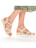 Pohodlné béžové sandály na platformě s podpatky Rieker W RKR595 Pohodlné béžové sandály na platformě s podpatky Rieker W RKR595