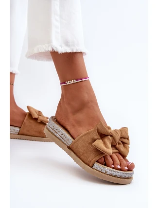 Dámské žabky na platformě s mašlí Camel Aflia