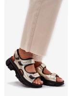 Dámské kožené sandály se suchým zipem Artiker 56C0469 zlaté