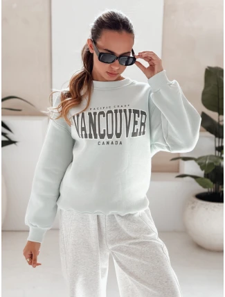 Dámská mikina bez kapuce VANCOUVER mint FashionStreet BY1226 Dámská mikina bez kapuce VANCOUVER mint FashionStreet BY1226
