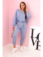 Komplet teplákové + kalhoty máslová látka světlý denim Komplet teplákové + kalhoty máslová látka světlý denim