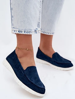 Dámské mokasíny z přírodního semiše Vinceza 95360 tmavě modré