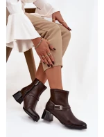 Dámské kožené botky na podpatku Zazoo – čokoládové
