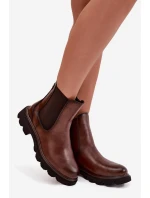 Dámské kotníkové boty – hnědé Rivelia, zateplené se zipem