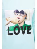 Šaty s potiskem Love v mátové barvě