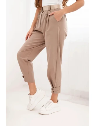 Kalhoty Summer Punto s zapínáním na nohavicích camelové